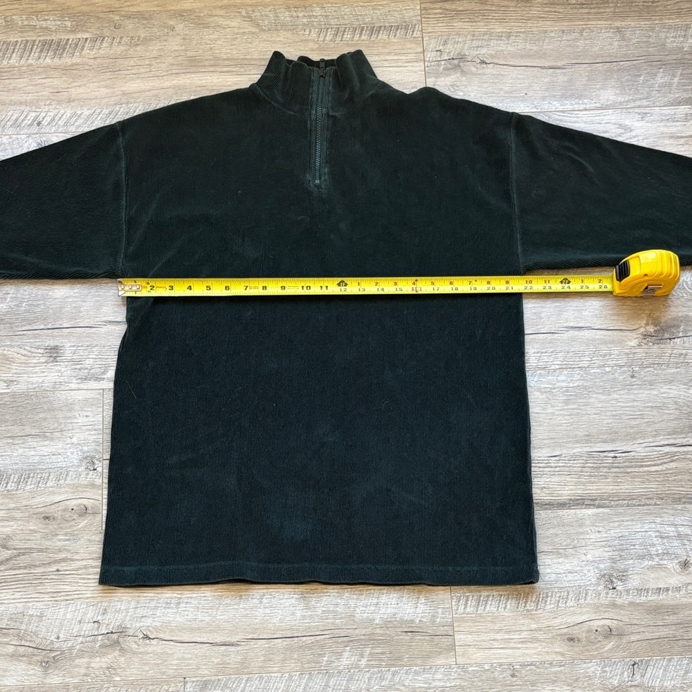 3/$30! Vintage Velour Track Suit Dark Green Ribbed Leggings 1/4 Zip Top - Picture 6 of 9